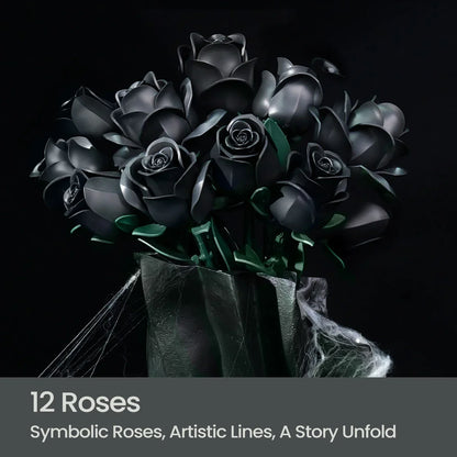 Black Roses Block Flower Building Set Simulated Rose Artificial Floral Wedding Home Decoration Bouquet Brick Toy Gift for Adults