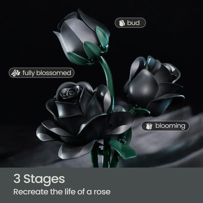 Black Roses Block Flower Building Set Simulated Rose Artificial Floral Wedding Home Decoration Bouquet Brick Toy Gift for Adults